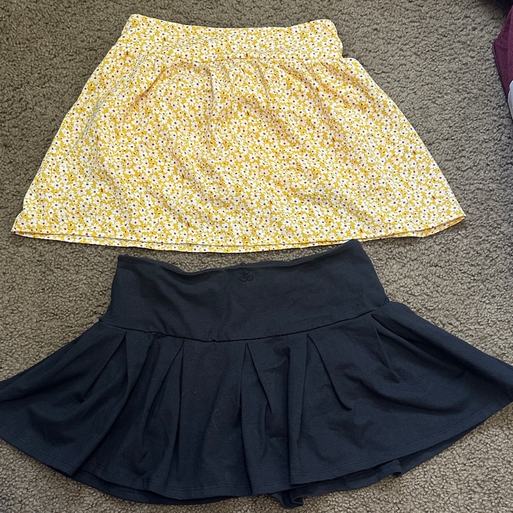 Speechless Yellow Floral and Black Mini Skirt Set